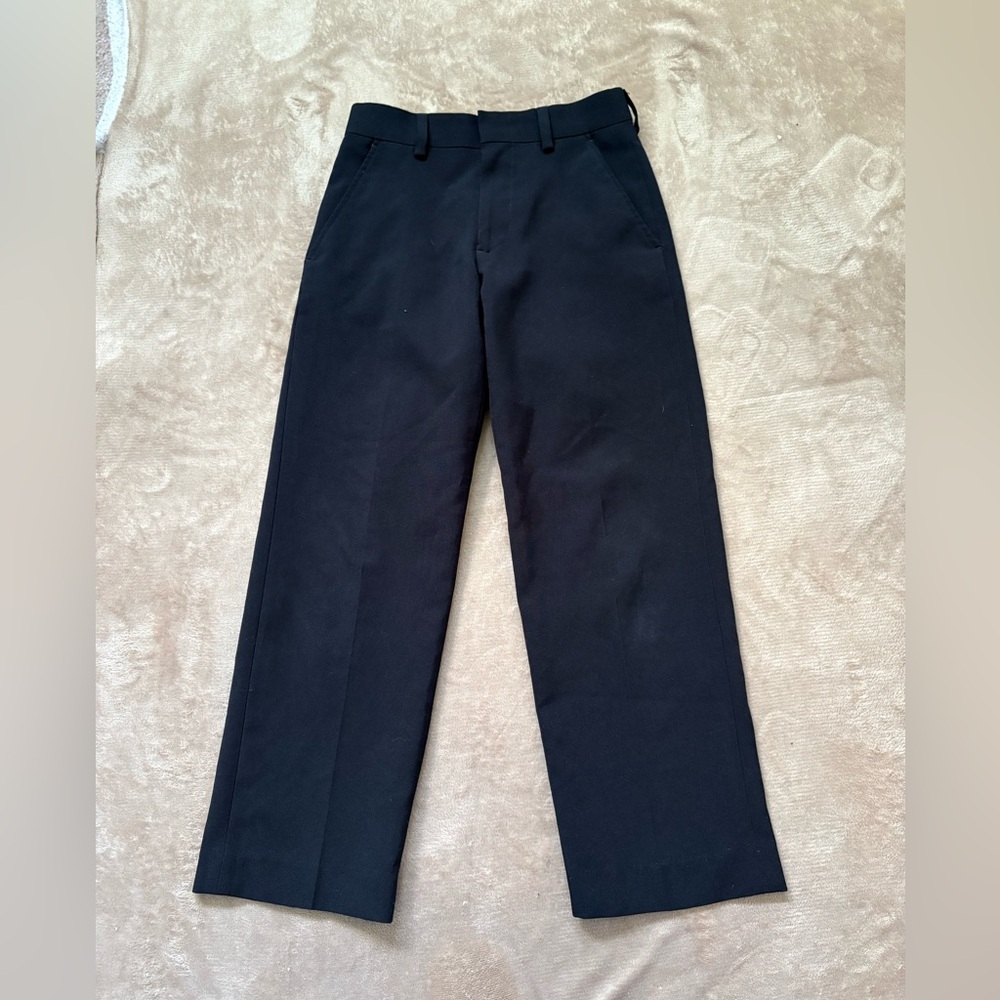 Black Formal Straight-Leg Pants with Pressed Creases